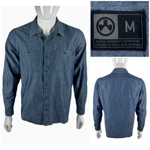Magpul Mens Medium Shirt Blue Button Up Casual Pockets Cotton Blend EUC